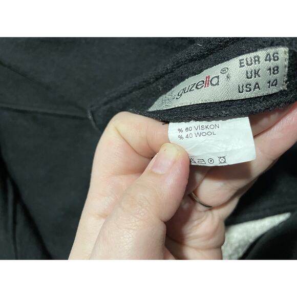 Unique Lagenlook women's size 14 wool black jumper midi dress Guzella - Picture 9 of 9